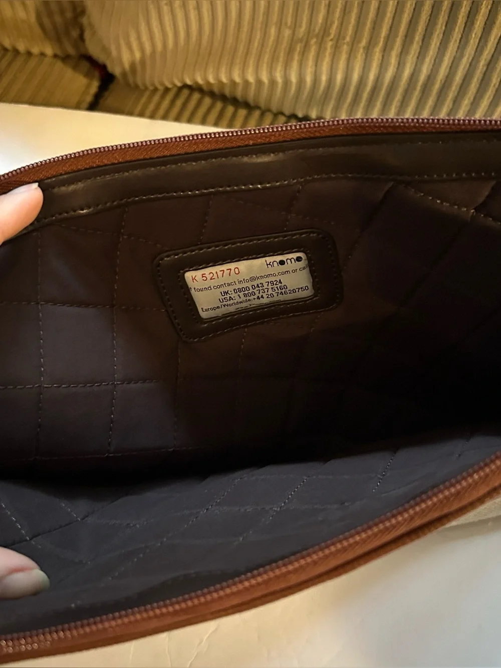 Knomo Laptop Case Bag Linen Cognac 12.5” x 8.5”